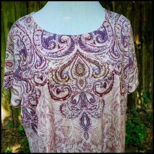 Avenue | Plus Size Scoop Neck Rhinestone Embellished Top Size 18/20